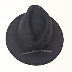 Brixton Wesley Wool Felt Floppy Fedora Hat in Black, Sz L (7.5")